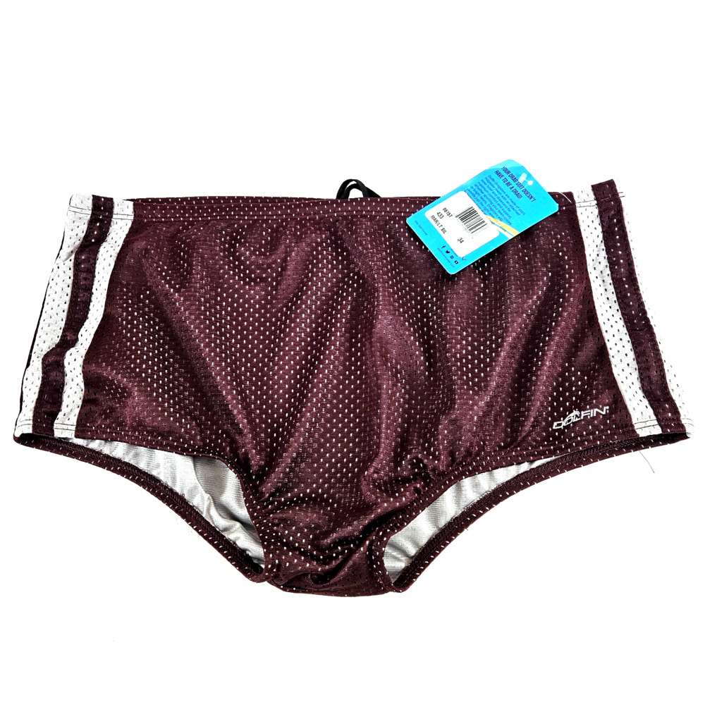 NWT Dolfin Dragster Mesh Swim Shorts Mens Size 34 Gray Pink stripe